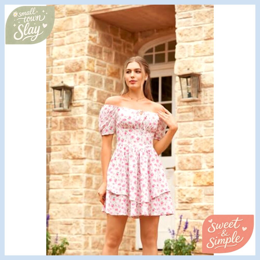 Floral Square Neck A-Line Sundress with Pockets, Smocked Back - Picture 3 of 7